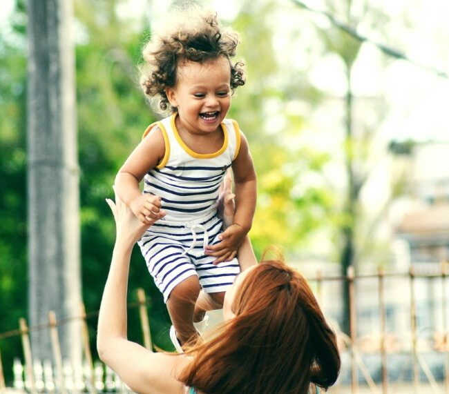 Mother playing with her child